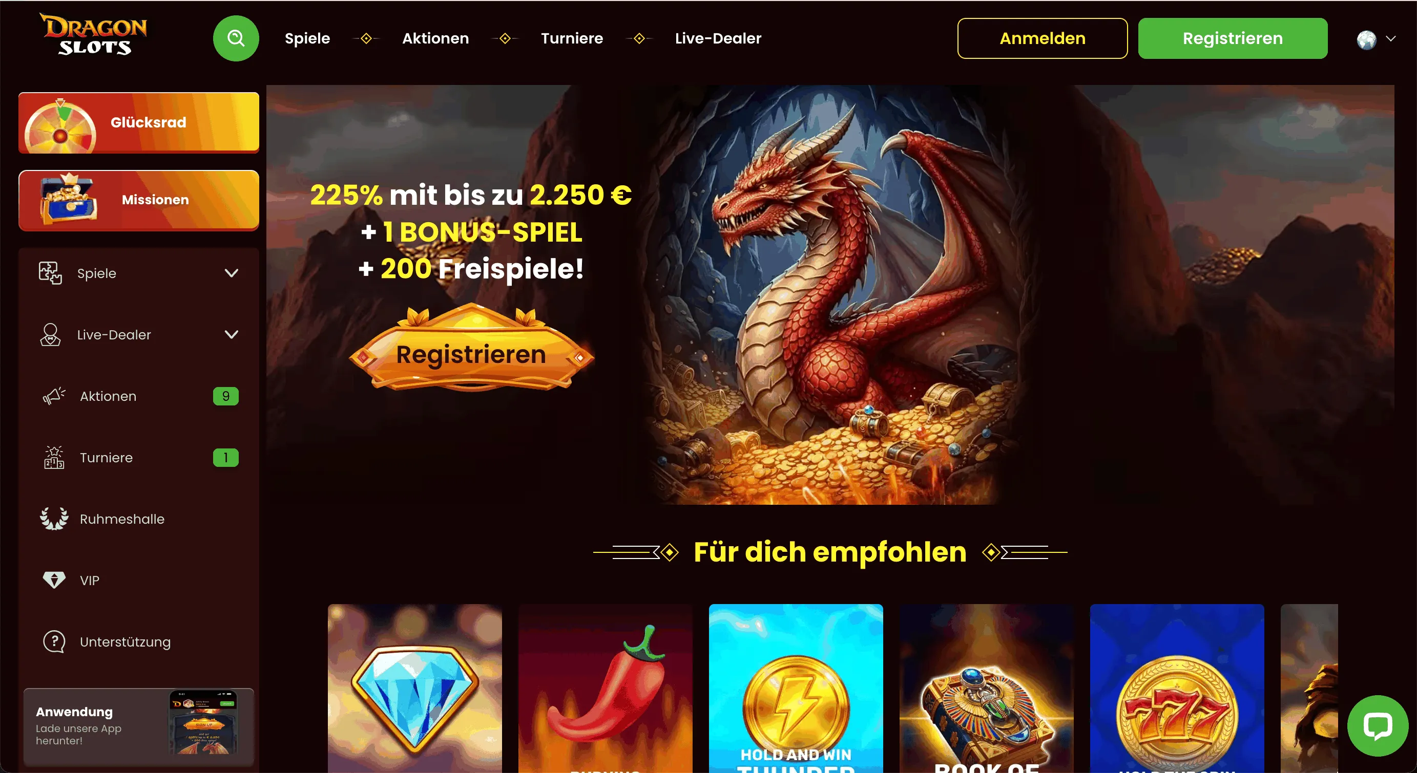 Dragon Slots Casino Homepage