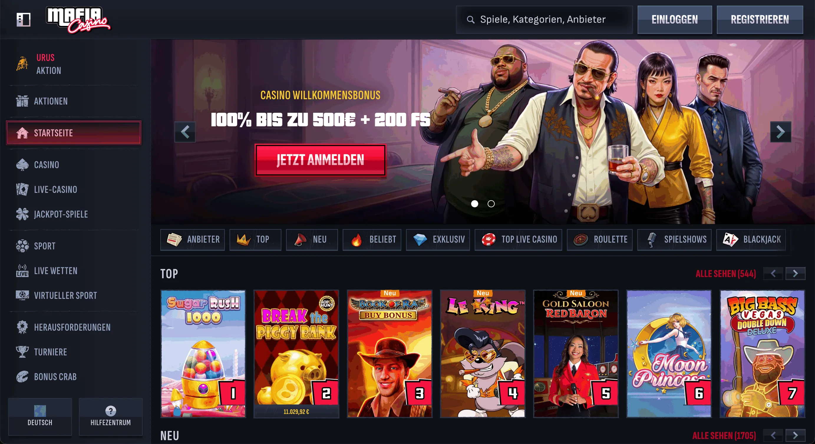 Mafia Casino Homepage